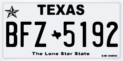 TX license plate BFZ5192