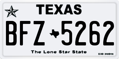 TX license plate BFZ5262