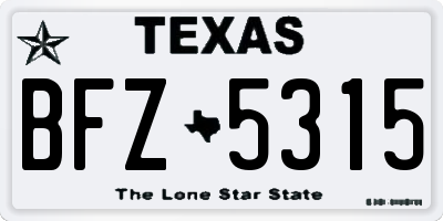 TX license plate BFZ5315
