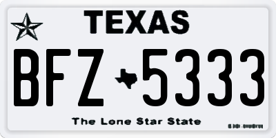 TX license plate BFZ5333