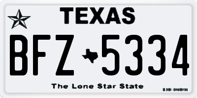 TX license plate BFZ5334