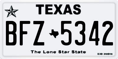 TX license plate BFZ5342