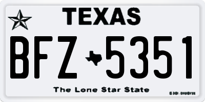 TX license plate BFZ5351
