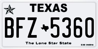 TX license plate BFZ5360