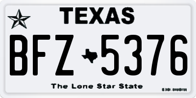 TX license plate BFZ5376