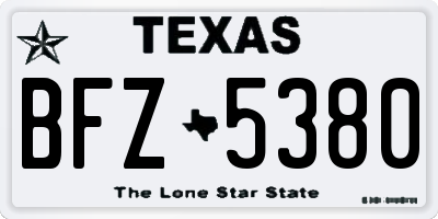 TX license plate BFZ5380