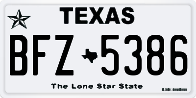 TX license plate BFZ5386