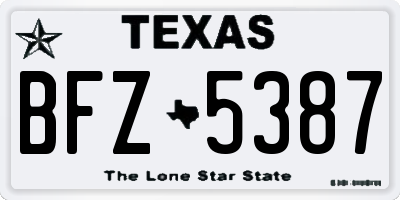 TX license plate BFZ5387