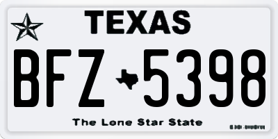 TX license plate BFZ5398