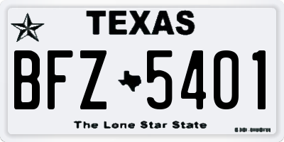 TX license plate BFZ5401