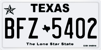 TX license plate BFZ5402