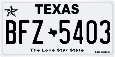 TX license plate BFZ5403