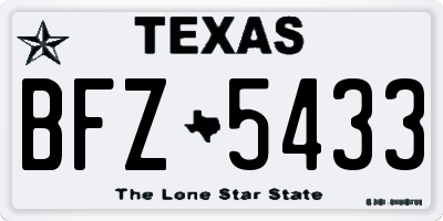 TX license plate BFZ5433