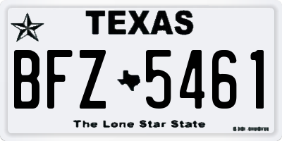 TX license plate BFZ5461