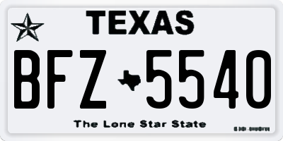 TX license plate BFZ5540