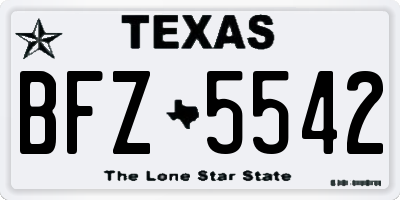 TX license plate BFZ5542