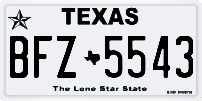 TX license plate BFZ5543