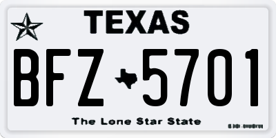 TX license plate BFZ5701