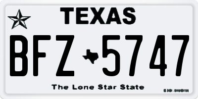 TX license plate BFZ5747