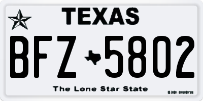 TX license plate BFZ5802