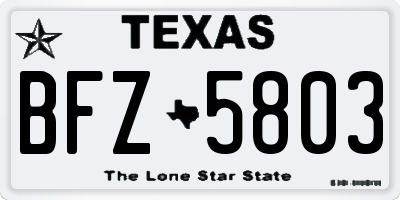 TX license plate BFZ5803