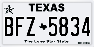 TX license plate BFZ5834