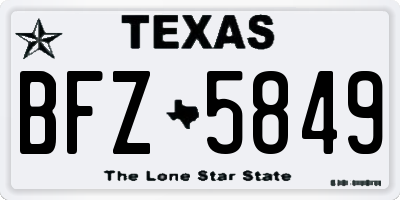 TX license plate BFZ5849