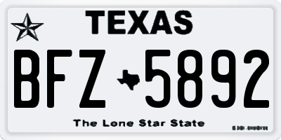 TX license plate BFZ5892