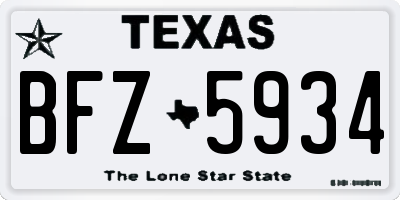 TX license plate BFZ5934