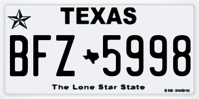 TX license plate BFZ5998