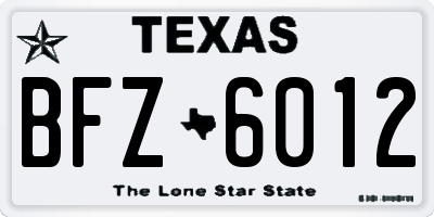 TX license plate BFZ6012