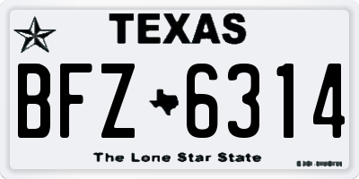 TX license plate BFZ6314