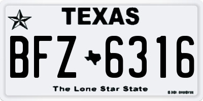 TX license plate BFZ6316