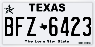 TX license plate BFZ6423