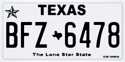 TX license plate BFZ6478