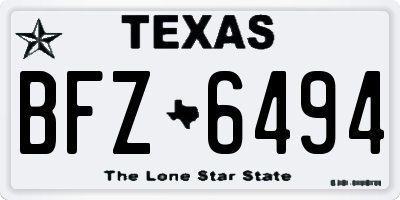 TX license plate BFZ6494