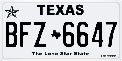 TX license plate BFZ6647