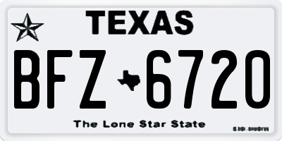 TX license plate BFZ6720