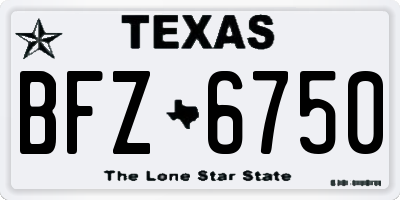 TX license plate BFZ6750
