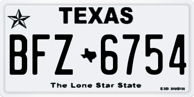 TX license plate BFZ6754