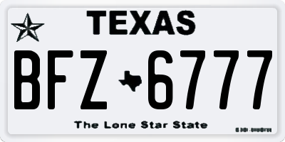TX license plate BFZ6777