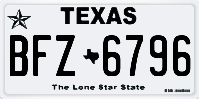 TX license plate BFZ6796