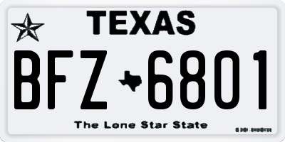 TX license plate BFZ6801