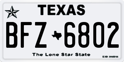 TX license plate BFZ6802