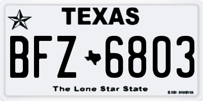 TX license plate BFZ6803