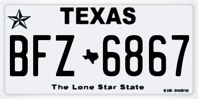 TX license plate BFZ6867