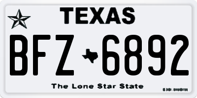 TX license plate BFZ6892