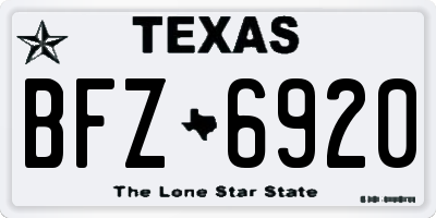 TX license plate BFZ6920