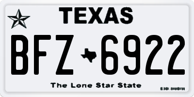 TX license plate BFZ6922