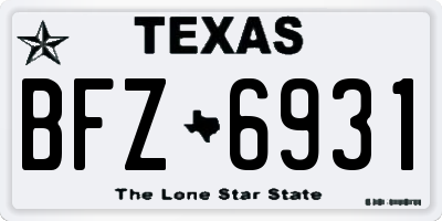 TX license plate BFZ6931